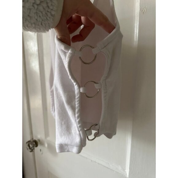 Women’s size Medium White with Metal Circles tank top - Picture 3 of 6